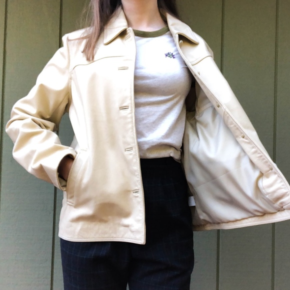 Vintage J. Crew Cream Leather Jacket - Picture 1 of 8